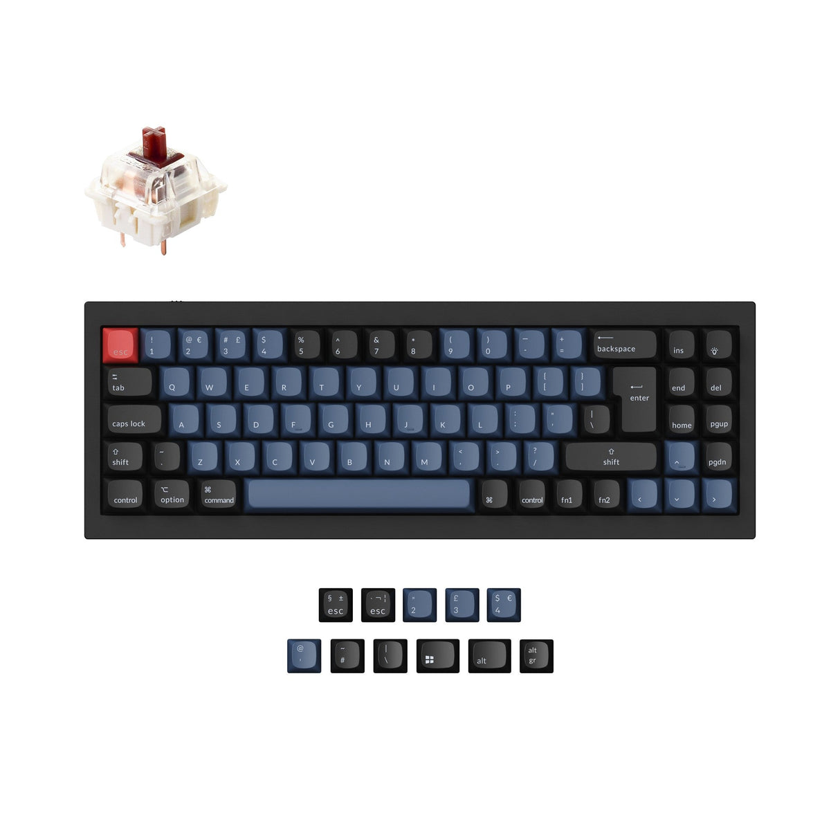 Keychron Q7 QMK VIA custom mechanical keyboard 70 percent layout full aluminum frame Mac Windows UK ISO layout Gateron G Pro switch brown