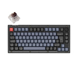 Keychron V1 QMK VIA custom mechanical keyboard 75 percent layout frosted black knob hot-swappable Keychron K Pro switch brown ISO Nordic layout