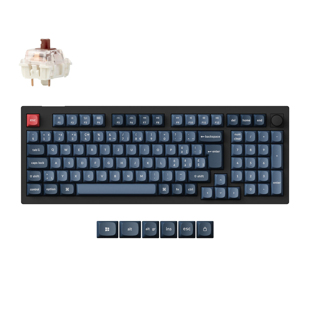 Keychron V5 Max QMK Wireless Custom Mechanical Keyboard 96 Percent Layout Fully Assembled Knob for Mac Windows Linux Gateron Jupiter Brown ISO Swiss Layout