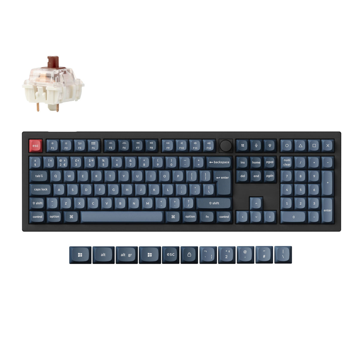 Keychron V6 Max QMK Wireless Custom Mechanical Keyboard full-size Layout Fully Assembled Knob for Mac Windows Linux Gateron Jupiter Brown ISO UK layout