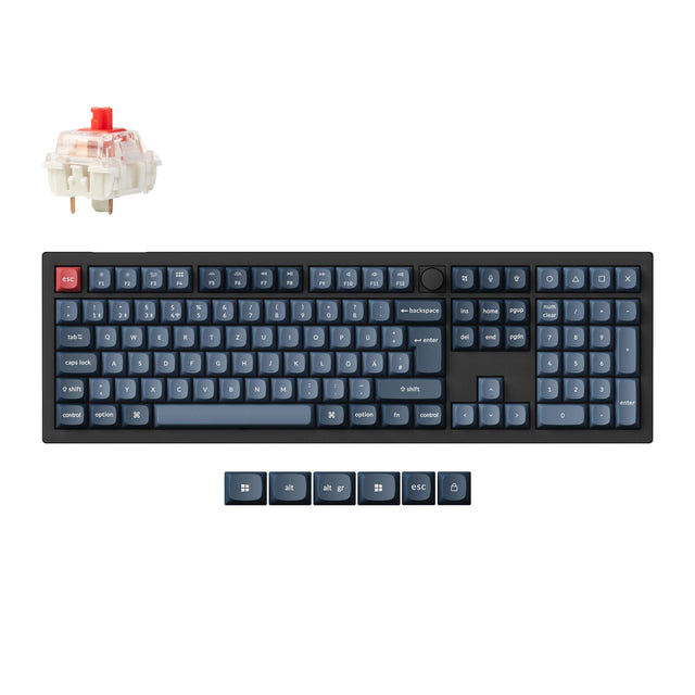 Keychron V6 Max QMK Wireless Custom Mechanical Keyboard full-size Layout Fully Assembled Knob for Mac Windows Linux Gateron Jupiter Red ISO German layout