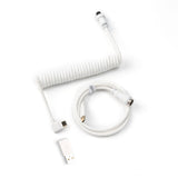 Keychron custom coiled aviator USB type-C cable white color with angled connector
