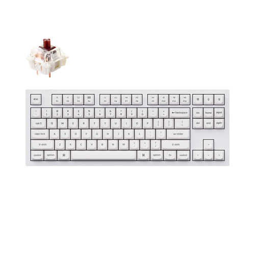 Keychron Q3 QMK VIA custom mechanical keyboard tenkeyless 80 percent layout full aluminum white frame for Mac Windows iOS RGB backlight with hot swappable Gateron G Pro switch brown