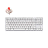 Keychron Q3 QMK VIA custom mechanical keyboard tenkeyless 80 percent layout full aluminum white frame knob for Mac Windows iOS RGB backlight with hot swappable Gateron G Pro switch red