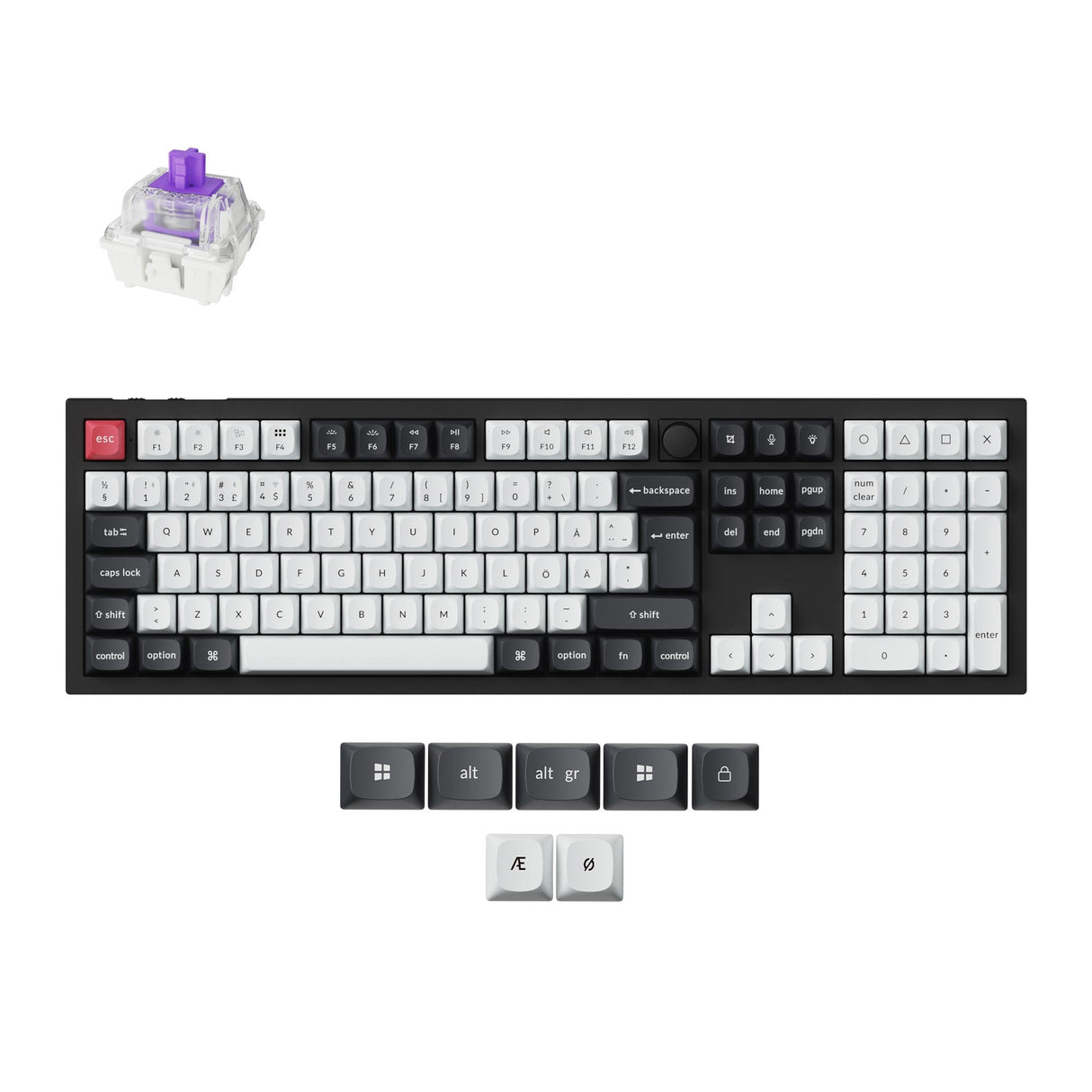 Keychron Q6 HE QMK Wireless Custom Magnetic Switch Keyboard 100% Layout Fully Assembled for Mac Windows Linux Gateron Nebula Switch ISO Nordic Layout