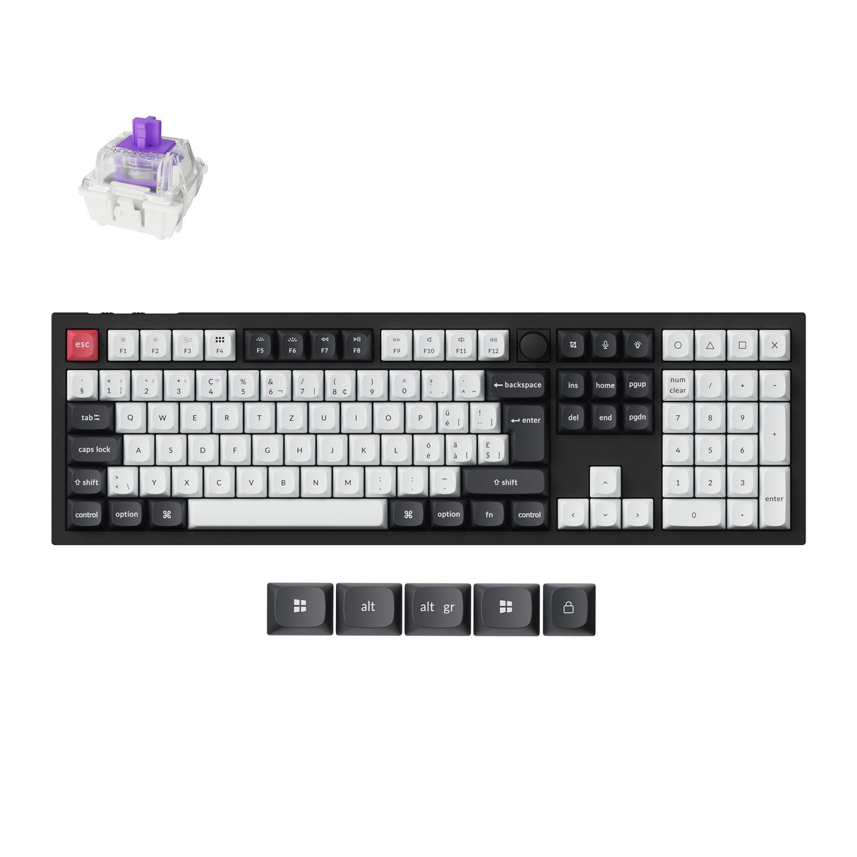 Keychron Q6 HE QMK Wireless Custom Magnetic Switch Keyboard 100% Layout Fully Assembled for Mac Windows Linux Gateron Nebula Switch ISO Swiss Layout